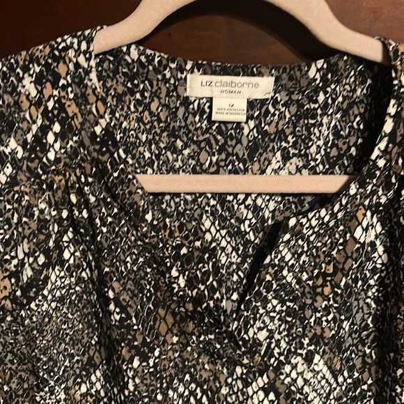 NEW LIZ CLAIBORNE NWT 1X PYTHON TANK BLOUSE WITH MATCHING BELT TIE CAREER TOP - Picture 8 of 8